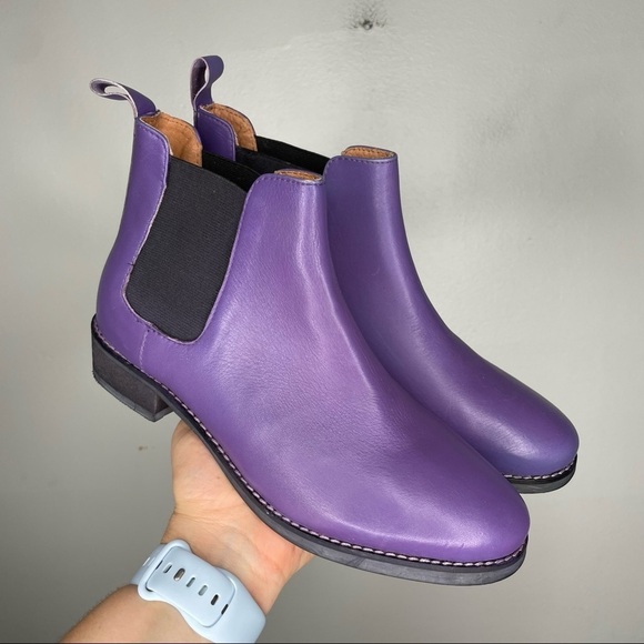 Eight Second Angel Purple Leather Chelsea Boot Womens 7 - Picture 2 of 11